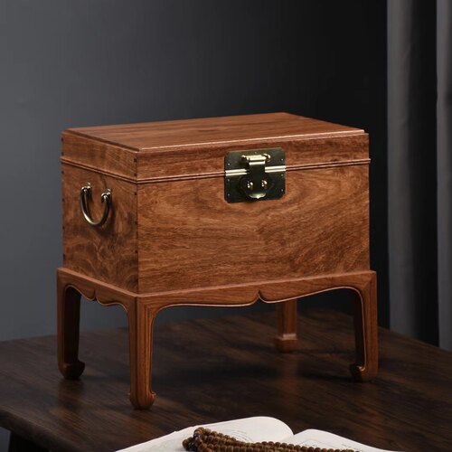 明式家具经典：大果紫檀（缅甸花梨）素面马蹄足书箱/文盒/储物盒