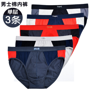 3条男士弹力棉三角裤男青年单层透气棉低腰三角内裤短裤裤衩性感