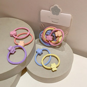 5根装 可爱马卡龙色发圈儿童卡通小熊高弹力扎头绳少女百搭橡皮筋
