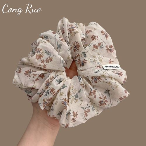 新款韩系夏季雪纺发圈超仙软糯碎花发绳是甜美发尾头花橡皮筋