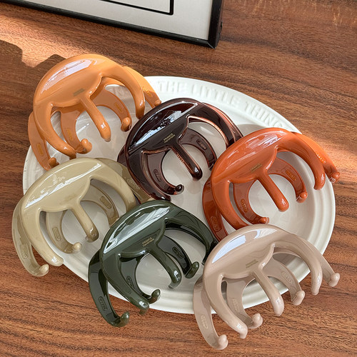 2026新款莫兰迪色系优雅加厚醋酸抓夹半圆发夹后脑勺八爪鱼鲨鱼夹