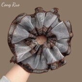 高级感大号双层碎花发圈ins网红发饰薄纱发绳女法式 扎丸子头头花