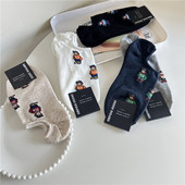 韩国进口EMPOLE春夏秋男士 英伦小熊短筒棉袜子船袜