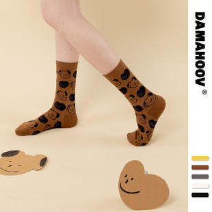 DAMAHOOV秋冬新品 ins风日系卡通可爱少女纯棉中筒袜女袜情侣 韩版