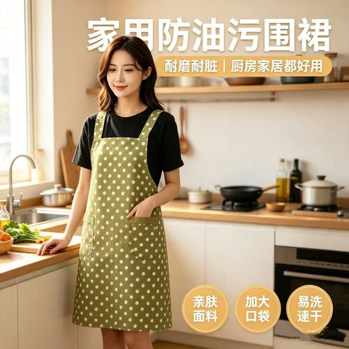 厨房围裙韩版时尚条纹奶茶店简约