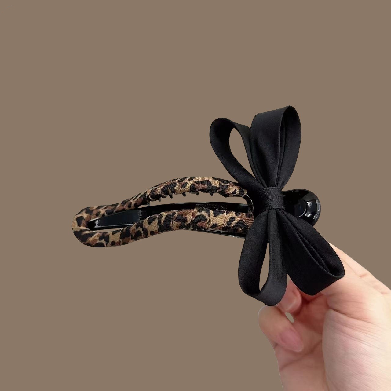 韩系豹纹织带蝴蝶结发夹刘海夹女甜酷气质鸭嘴夹后脑勺顶夹一字夹