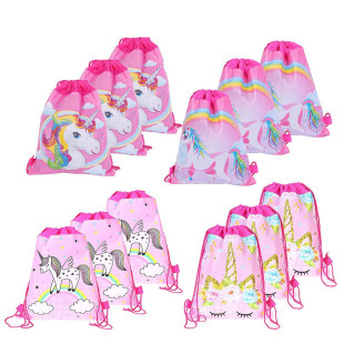独角兽Unicorn双面印刷无纺布卡通束口抽绳袋派对回礼包loot bag