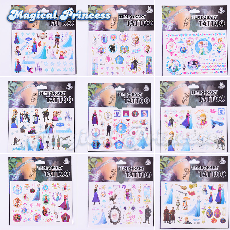 1张儿童纹身贴纸水印卡通防水安全无毒女孩公主贴纸可爱贴画