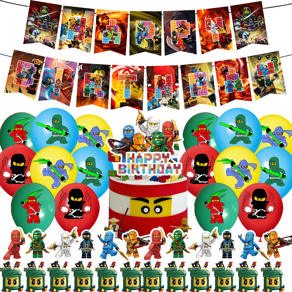 幻影忍者主题生日派对装饰Ninjago气球拉旗蛋糕插牌场景布置用品