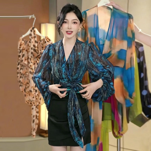 灯笼袖衬衫女防晒衫百搭小衫上衣