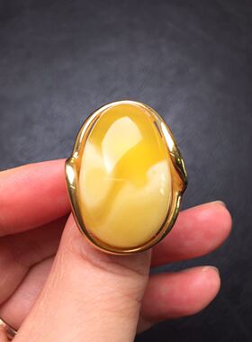 波兰925银镀黄金时尚风大戒指