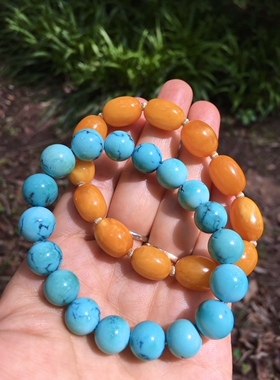 原矿高瓷绿松石证书手串