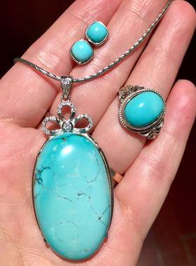 原矿水草纹纯银镶嵌项链