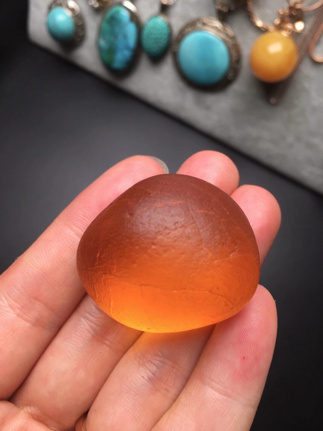 天然琥珀蜜蜡 冰糖海漂 形状饱满 干干净净圆嘟嘟 14.58 25mm