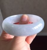 翡翠手镯 光感强 宽版 天然A货老坑木那雪花棉 厚庄 55.5mm圈口