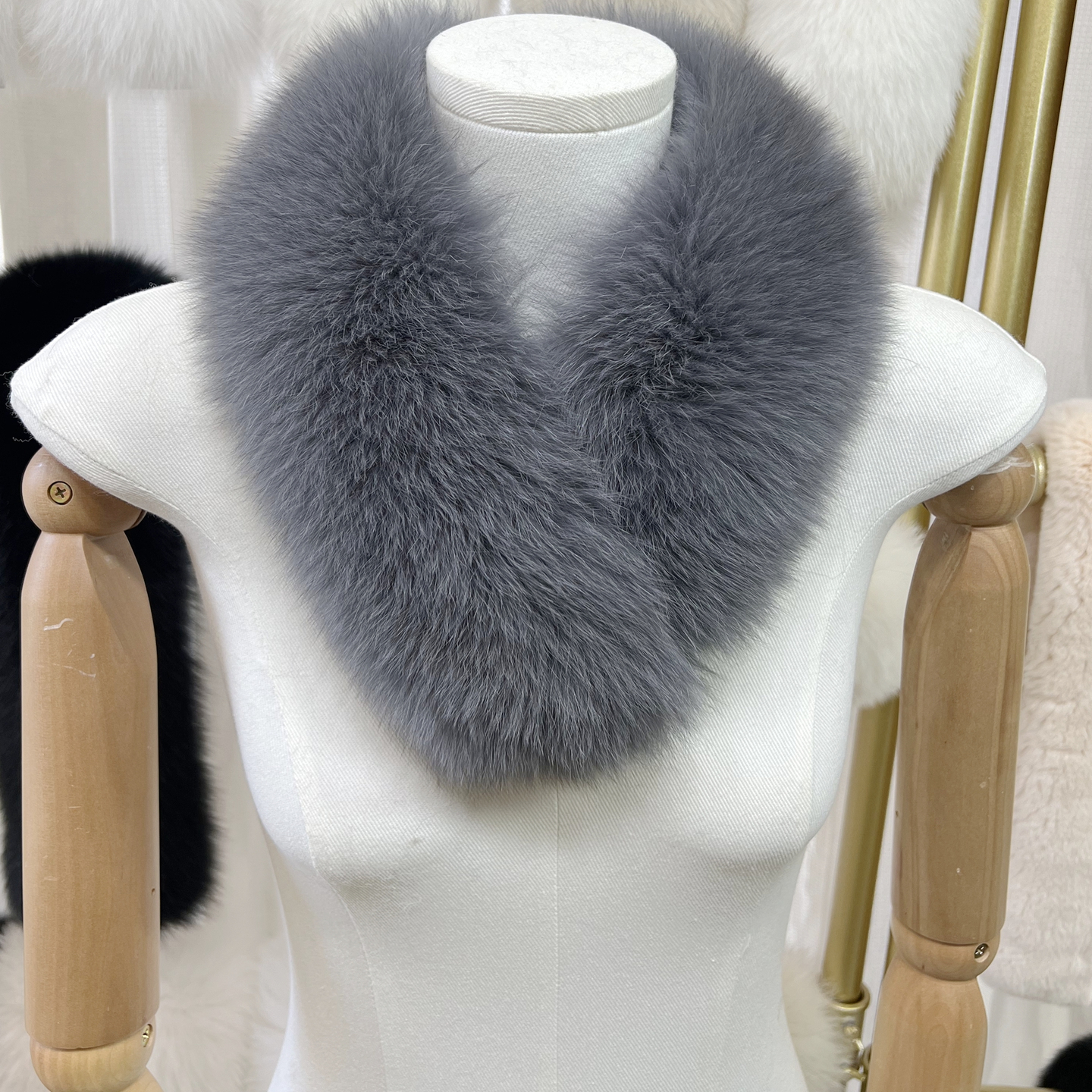 网红张元英同款双面狐狸毛围脖女真毛皮草毛毛围巾围脖磁铁搭扣款