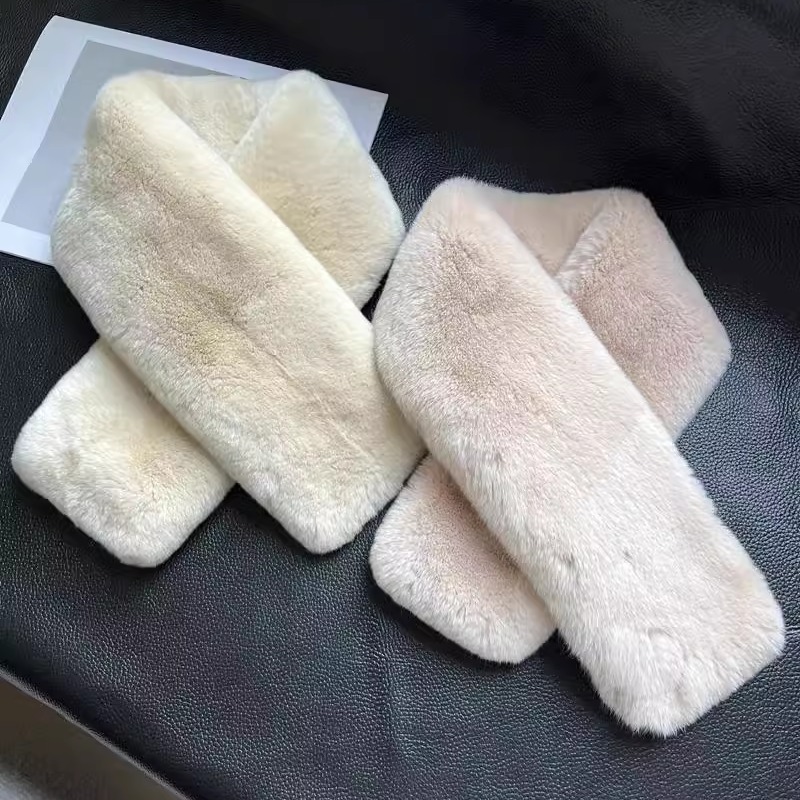 冬季獭兔毛整皮双面围巾韩版女