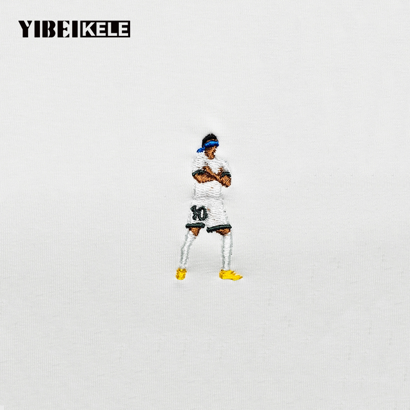 YIBEIKELE神龟姆巴佩刺绣 T 恤 简约百搭日常足球周边上衣