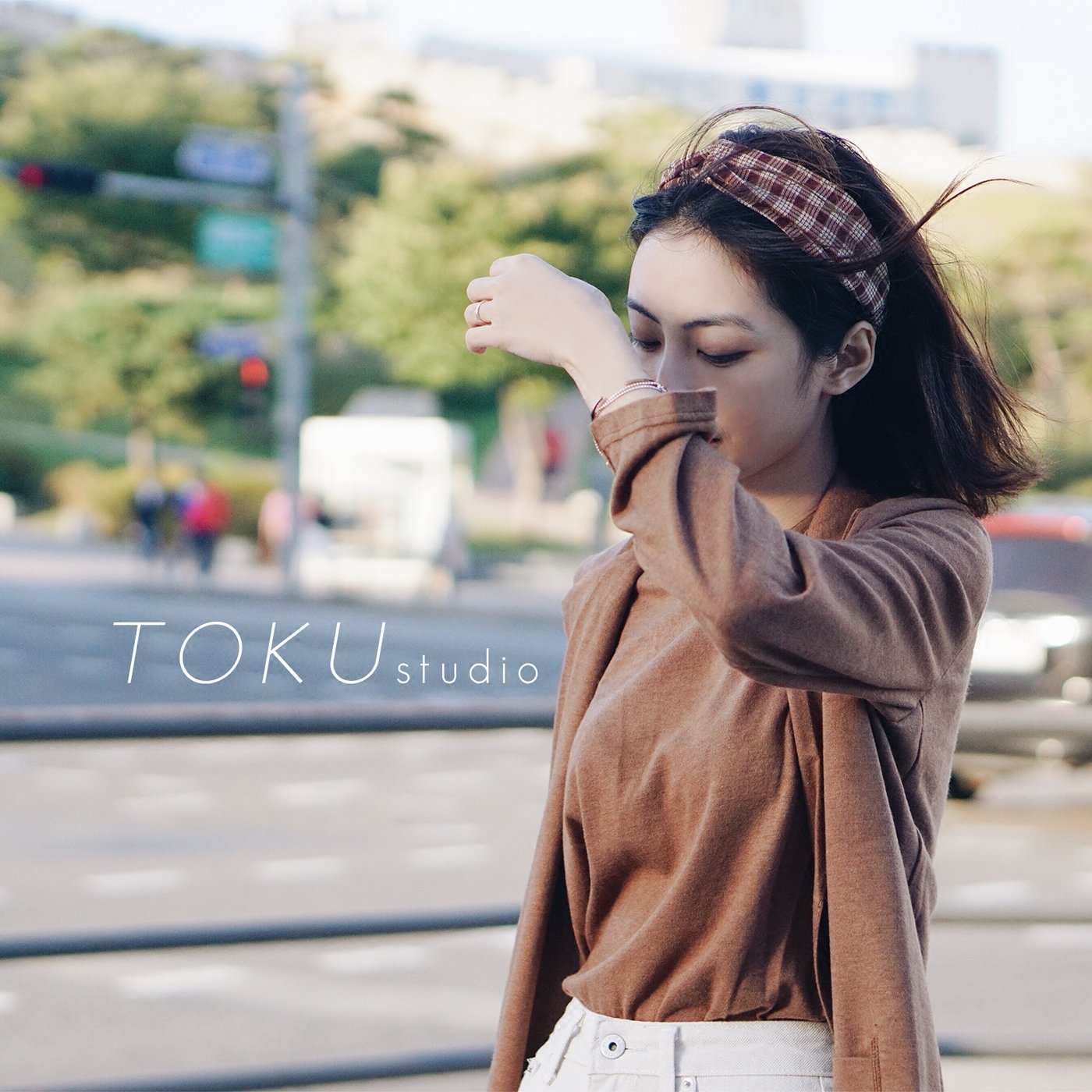 toku奶茶棕千鸟格子甜美气质发饰