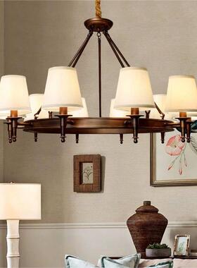 美式乡村简约欧式客厅主灯大户型餐厅卧室复古风铁艺大气美式吊灯