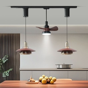 中古风餐厅吊灯可移动升降悬停轨道灯创意现代简约饭餐厅护眼灯具