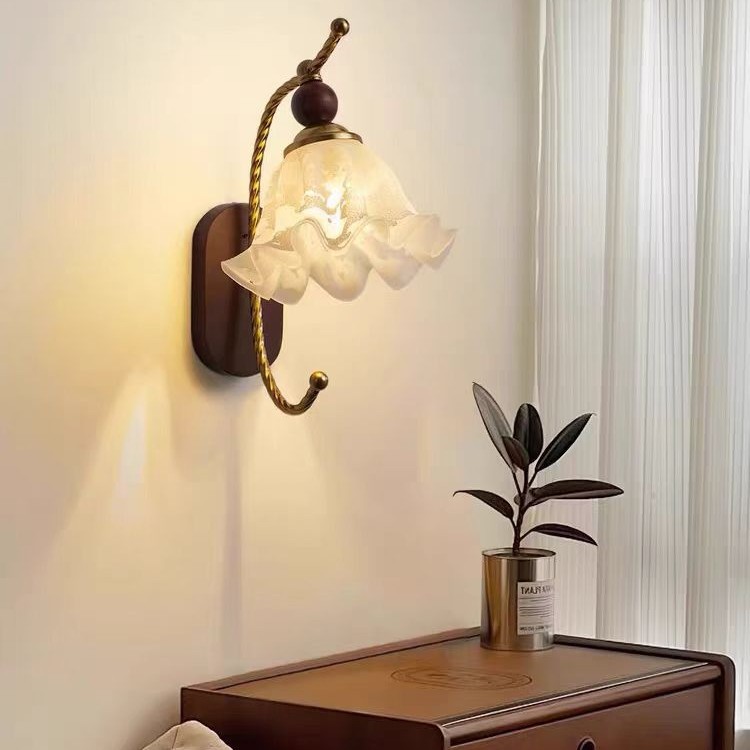 中古风客厅壁灯法式复古玻璃高级