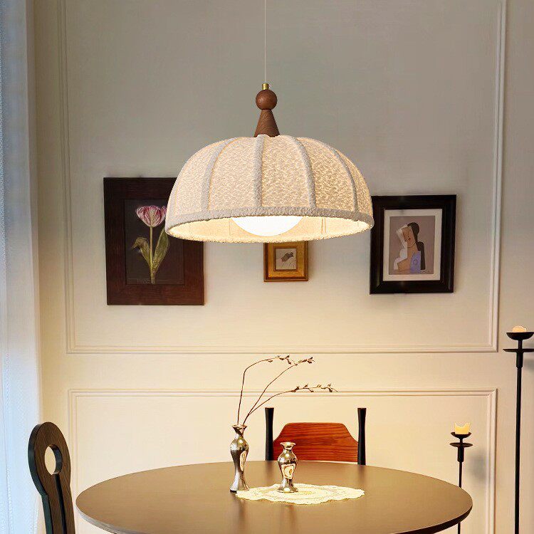 法式复古卧室餐厅吊灯木质灯体编织灯罩温馨酒店别墅民宿餐桌灯具