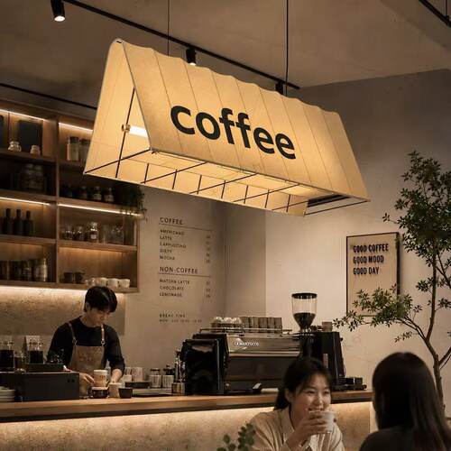 logo定做长条形布艺吊灯复古茶室