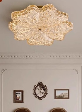 客厅灯现代简约意式轻奢全铜吸顶灯北欧极简创意花朵书房间护眼灯