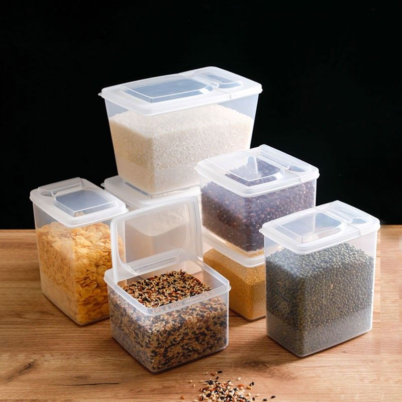 日本进口翻盖干货收纳盒食品级杂粮储物盒半开式透明防潮米面粉桶,厨房/烹饪用具,密封罐,淘宝优惠券,粉丝福利购,淘宝优惠卷