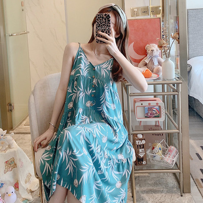 女士棉绸吊带睡裙夏季薄款