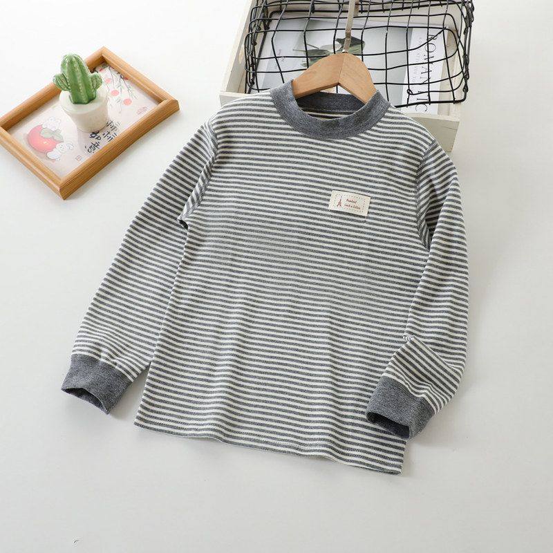 儿童秋衣男童纯棉单件无骨女童全棉大童长袖无骨打底彩棉春秋冬季