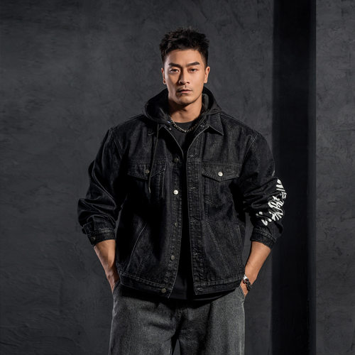 鹿家门工装男士夹克牛仔外套大码美式复古时尚宽松百搭潮休闲上衣