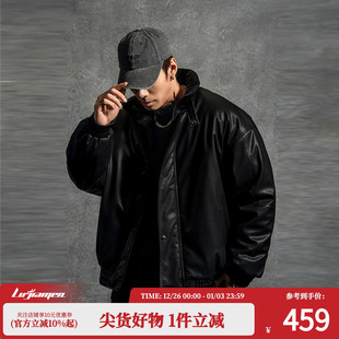 棉衣PU皮衣防风保暖棉服百搭男士 秋冬新款 夹克外套 男装 鹿家门大码