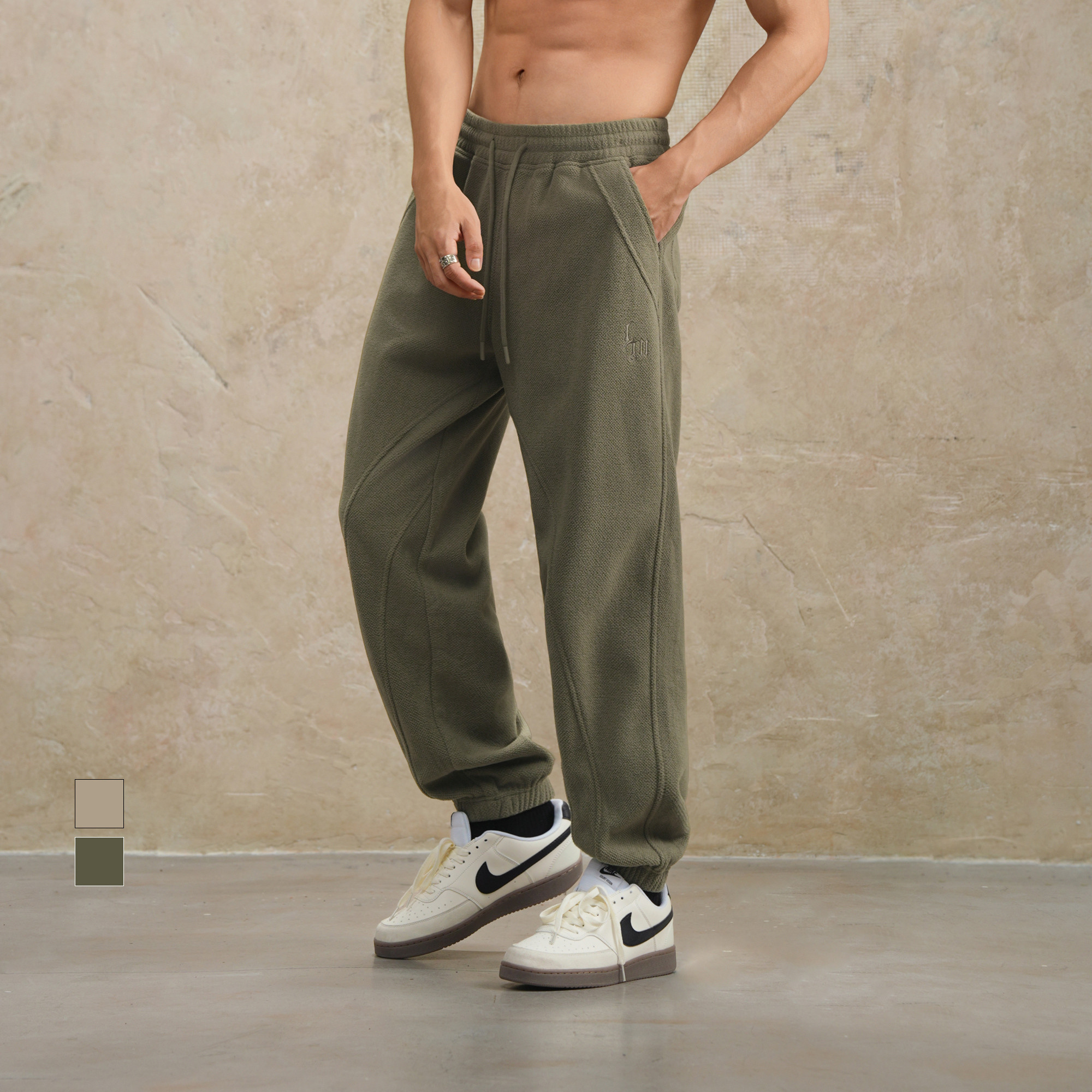 鹿家门复合奥利绒束脚卫裤简约休闲厚款秋冬新款男士宽松运动裤,男装,休闲裤,淘宝优惠券,粉丝福利购,淘宝优惠卷