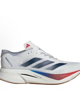 adidas舒适织物合成革耐磨透气低帮跑步鞋男白红色 JI4476