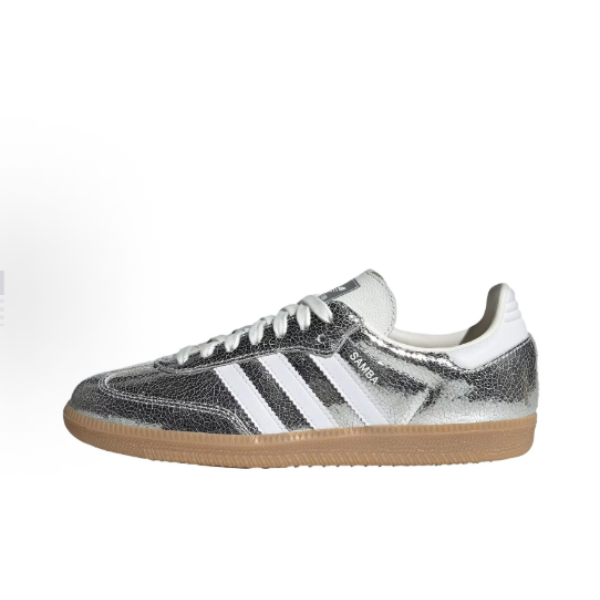 三叶草adidas originals Samba OG  耐磨低帮板鞋女款银色JR0035