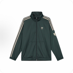 adidas 黑色JL8400 运动休闲防风立领条纹夹克外套男子