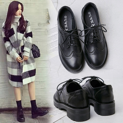 香港网红黑色小皮鞋女漆皮学院风2025秋冬新款英伦覆古布洛克单鞋