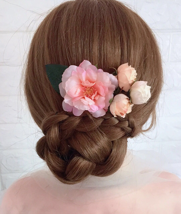 手工制作饰品头饰新娘盘发头花玫瑰花朵发饰成人发梳插梳舞蹈配饰