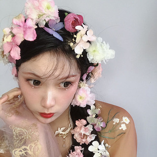 界音同款汉服仙女u型花夹头饰头花发夹网红小卡子超仙森系永生花