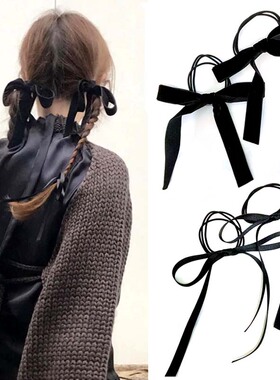 mabling蝴蝶结夹子黑色飘带芭蕾少女发夹发圈ins风韩国博主发饰品