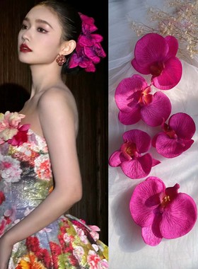 GQ盛典明星同款林允自带花园惊艳蝴蝶兰头花发饰花朵发夹花花头饰