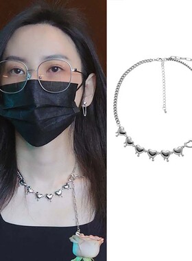 于文文同款爱心熔浆项链锁骨链子