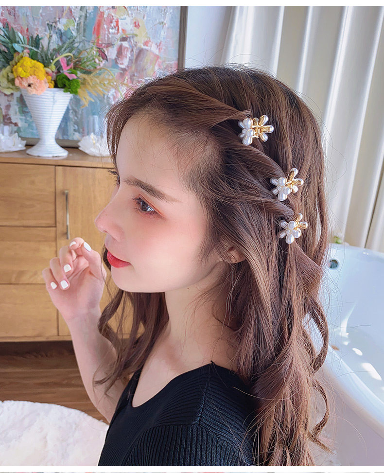 山茶花朵珍珠夹子小发卡网红侧边夹少女碎发夹抓夹顶夹刘海头饰品