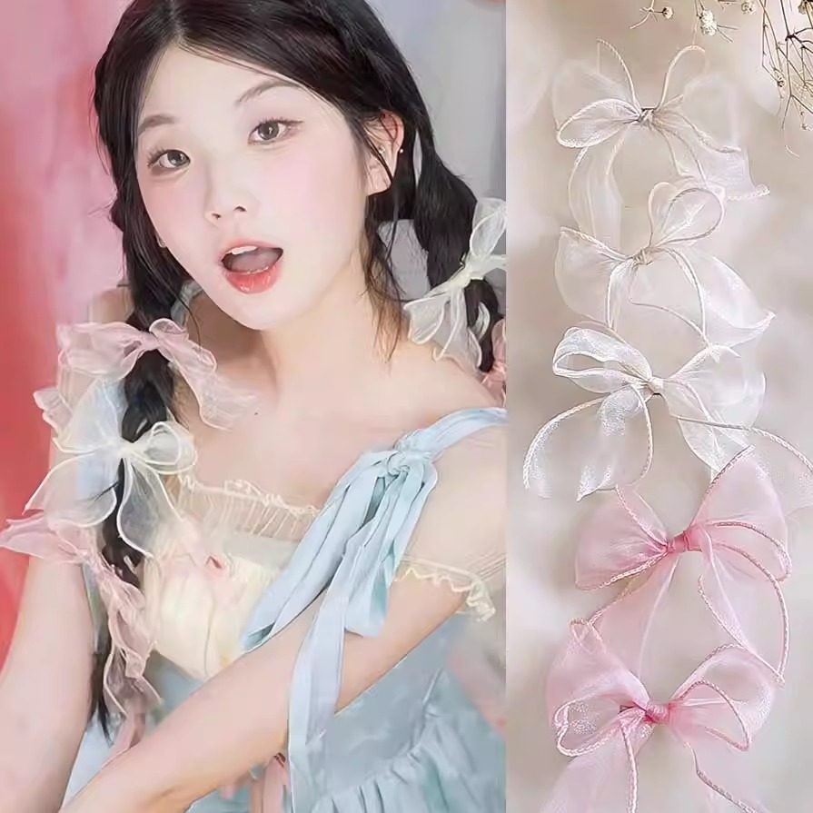 金惠敏同款少女发饰粉色蝴蝶结发夹公主头饰甜美盘发扎马尾发卡子