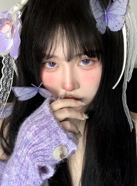 韵味紫色蝴蝶兰头饰刘海发夹蝴蝶花花饰品蕾丝蝴蝶结侧边夹发卡子