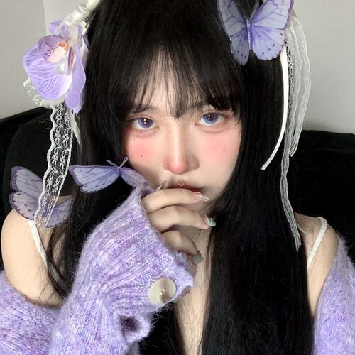 韵味紫色蝴蝶兰头饰刘海发夹花花