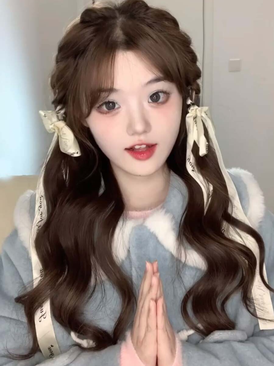 公主风甜妹发饰兔年丝带编发绳奶白色字母飘带发夹扎马尾绑发头绳