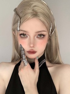 赛博朋克蛇系美女长蛇发饰欧美个性秀场蛇形头饰品可多变发箍项链